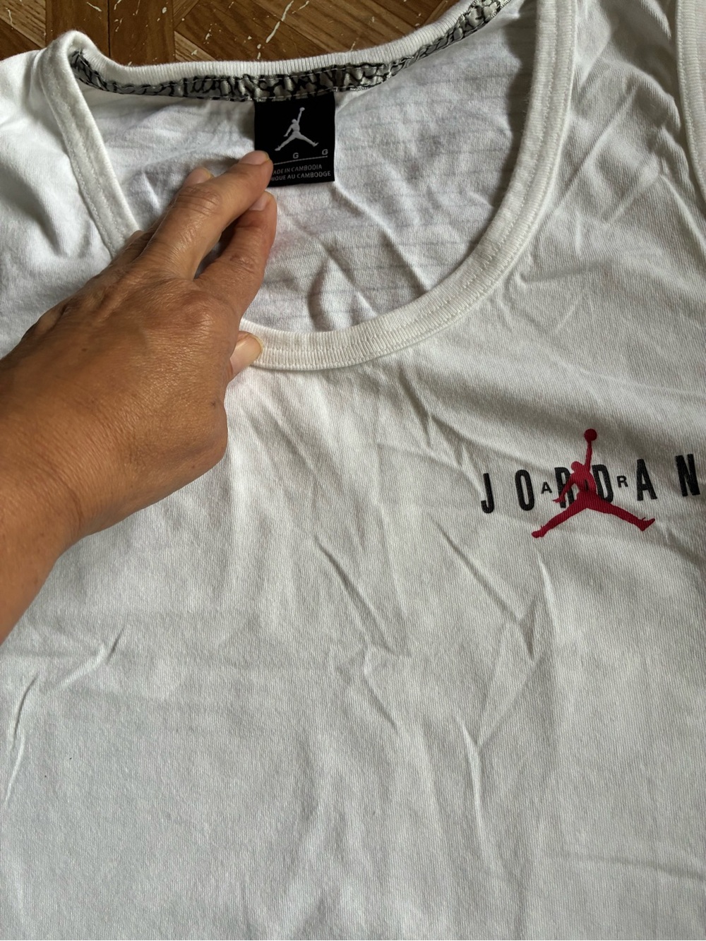 Jordan White Tank Top with Red Jumpman Logo